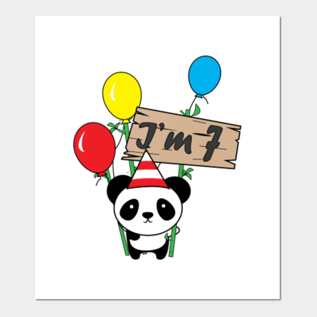 Cute cartoon panda 7th birthday gift